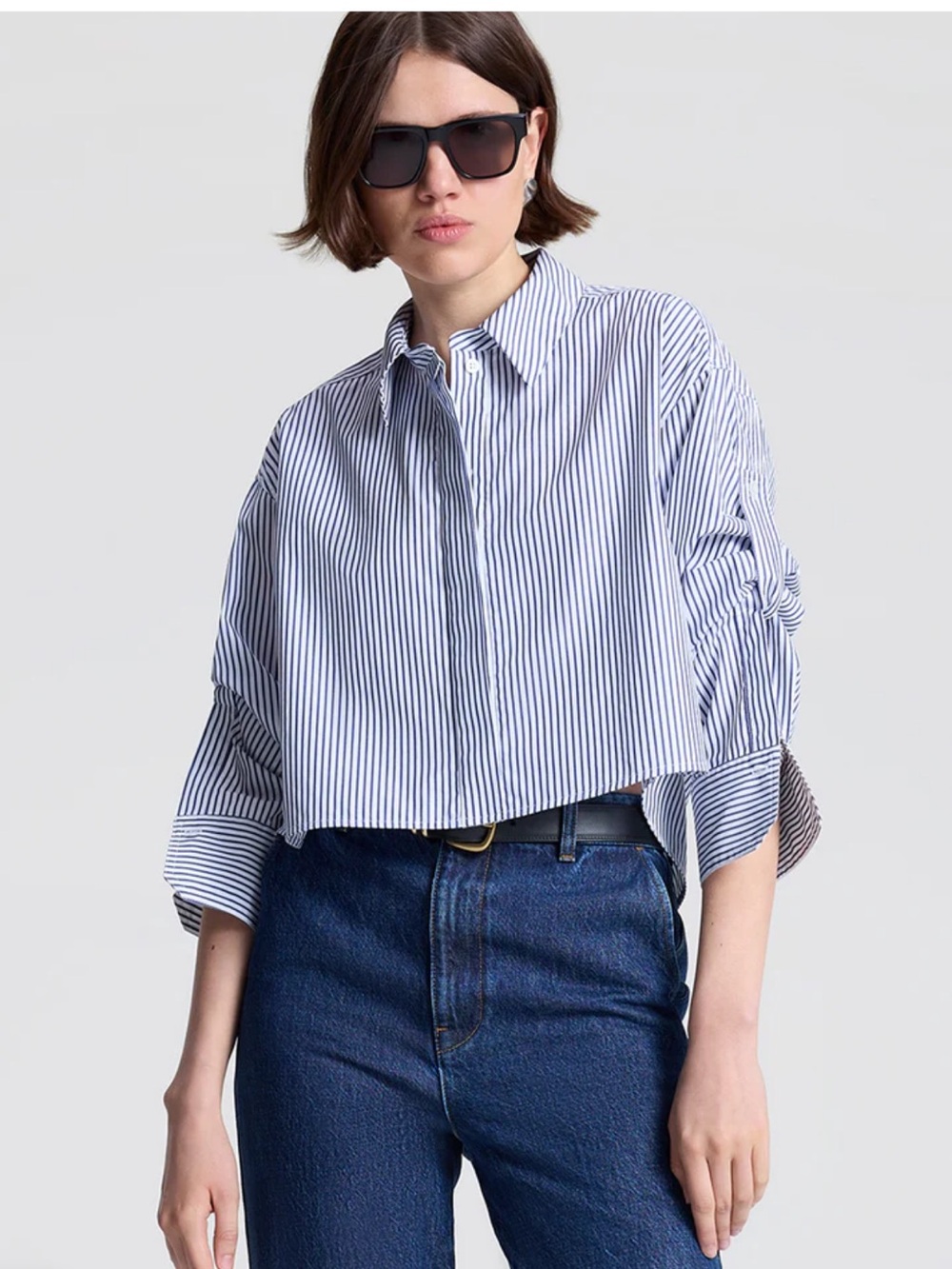 ALC Maude cotton striped crop shirt sz XS